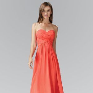 NEW SLEEVELESS A-LINE CHIFFON DRESS WITH PLEATED BODICE AND LACE UP BACK GL2164